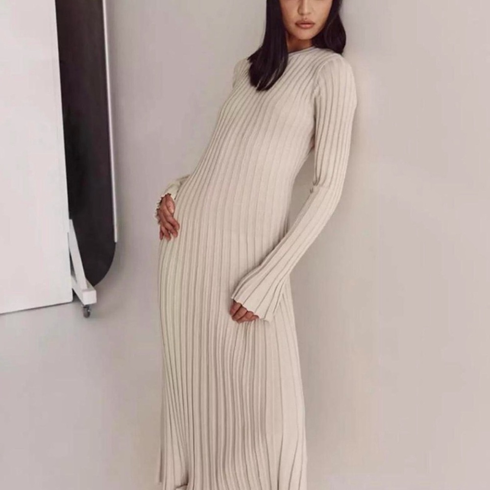 DISSH Cream Ribbed Long Sleeve Dress - Picture 2 of 5